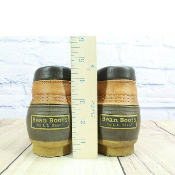 LL Bean Brown Leather Lace Up Unlined Gumshoes Ankle Duck Boots Size 7 M - Picture 6 of 10